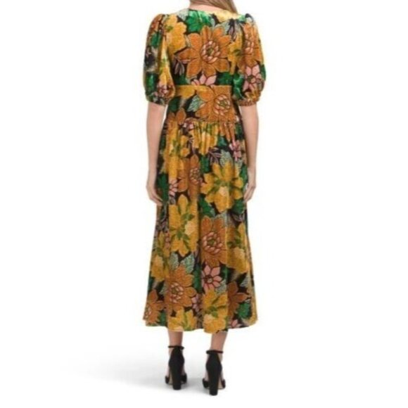 NWT $354 FARM RIO GARDEN VELVET MIDI DRESS US SIZE MEDIUM SOLD OUT EVERYWHERE! - Picture 6 of 11